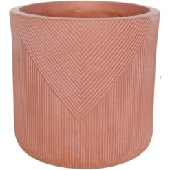 Übertopf Rund Aus Fibre-Clay Symmetry-Stripes Terracotta (H X Ø) 24 X 24 Cm