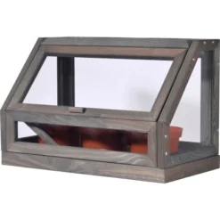 Dobar Mini-Gewächshaus Für Jungpflanzen Inkl. Töpfe Grau 245 X 38 X 20 Cm FSC®