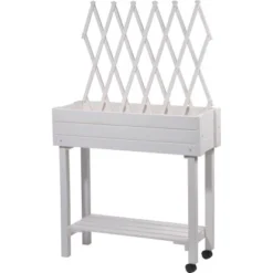 Dobar Rollbares Hochbeet Mit Rankhilfe Weiß 130 Cm X 79 Cm X 28,5 Cm