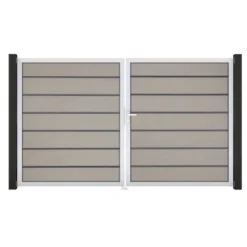 GroJa Grande Steckzaun Tor Premium DIN Links EV1 Bi-Color Sand