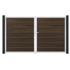 GroJa Grande Steckzaun Tor Premium DIN Links EV1 Walnuss