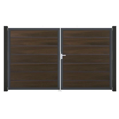 GroJa Grande Steckzaun Tor Premium DIN Rechts DB Walnuss 3 GroJa Grande Steckzaun Tor Premium DIN Rechts DB Walnuss