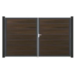 GroJa Grande Steckzaun Tor Premium DIN Links DB Walnuss