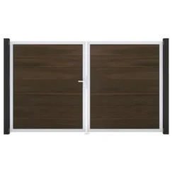 GroJa Steckzaun Tor Grande DIN Links Walnuss Co-extrudiert