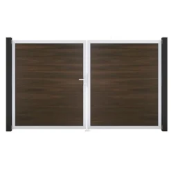 GroJa Solid Steckzaun Tor DIN Links EV1 Walnuss Co-extrudiert