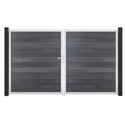 GroJa Solid Steckzaun Tor DIN Links EV1 Steingrau Co-extrudiert