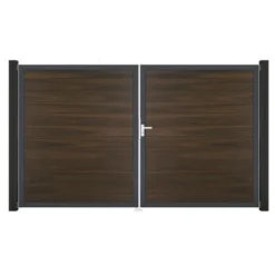 GroJa Solid Steckzaun Tor DIN Rechts DB Walnuss Co-extrudiert