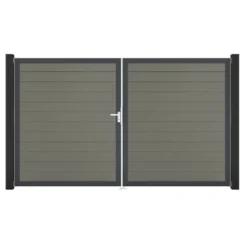 GroJa Solid Steckzaun Tor DIN Links DB Steingrau Co-extrudiert