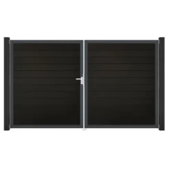 GroJa Solid Steckzaun Tor DIN Links DB Schwarz Co-extrudiert