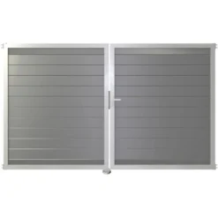 GroJa Steckzaun Tor Lumino DIN Rechts EV1 Silbergrau