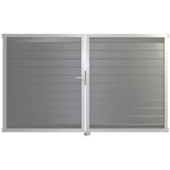 GroJa Steckzaun Tor Lumino DIN Links EV1 Silbergrau