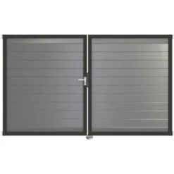 GroJa Steckzaun Tor Lumino DIN Links DB Silbergrau