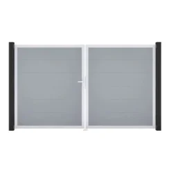 GroJa Steckzaun Tor BasicLine DIN Links EV1 Silbergrau