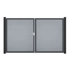 GroJa Steckzaun Tor BasicLine DIN Links DB Silbergrau