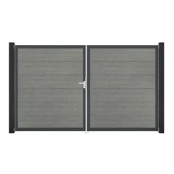 GroJa Steckzaun Tor BasicLine DIN Links DB Grey Ash Cut