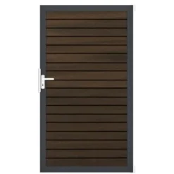 GroJa Steckzaun-Tor Solid-Rhombus 1-flg. DB703 Universal-DIN Walnuss Co-Ex.