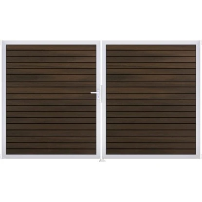 GroJa Steckzaun-Tor Solid-Rhombus 2-flg. EV1 DIN Links Walnuss Co-Extrudiert 3 GroJa Steckzaun-Tor Solid-Rhombus 2-flg. EV1 DIN Links Walnuss Co-Extrudiert