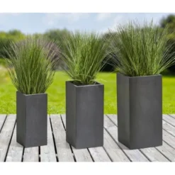 Gartenfreude Pflanzkübel 3er-Set Klein Anthrazit -Günstiges Heissner Geschäft 4251083904211 4655 4