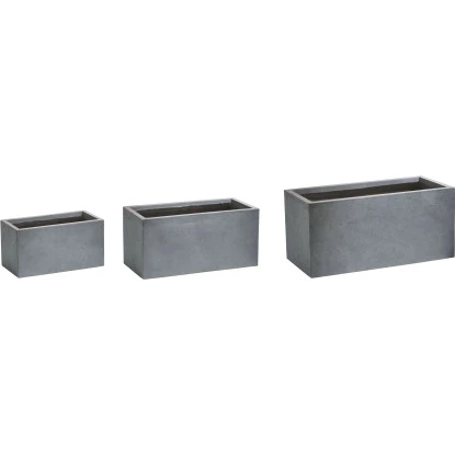 Gartenfreude Pflanzkübel 3er-Set Groß Grau 3 Gartenfreude Pflanzkübel 3er-Set Groß Grau