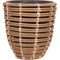 Pflanztopf Bambus-Optik Mit Einsatz Ø 44 Cm X 44 Cm Hellbraun