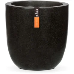 Capi Pflanztopf Lux Outdoor Rund II Ø 37 Cm X 37 Cm Schwarz