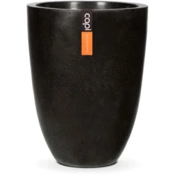 Capi Pflanztopf Lux Outdoor Elegant Niedrig III Ø 46 Cm X 58 Cm Schwarz