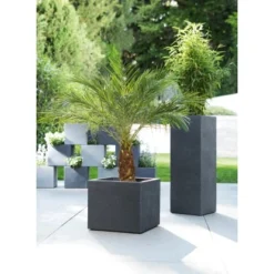 Scheurich Pflanzgefäß C-Cube High Ø 26 Cm Stony Grey -Günstiges Heissner Geschäft 6044762 4357 240 70 3