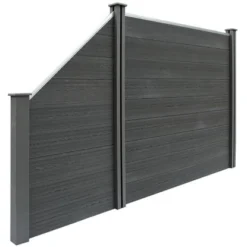 Sichtschutzzaun-Set Callado WPC Inkl. 2 Elementen, 3 Pfosten U. 1 Schrägelement