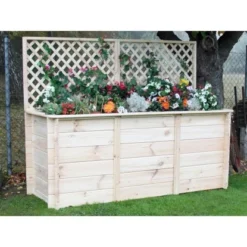 Promadino Hochbeet 1,6 M Mit Rankgitteraufsatz Natur