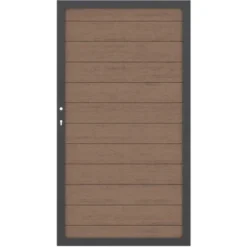 Sichtschutzzaun Tor System WPC Classic Mandel/Anthrazit DIN Links 98 X 180 Cm