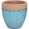 Keramik Übertopf Diamond Rund Türkis 37 Cm X 37 Cm X 34 Cm