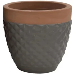 Keramik Übertopf Diamond Rund Taupe 24 Cm X 24 Cm X 23 Cm