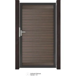 GroJa Solid Steckzaun Tor Universal-DIN Walnuss 100 Cmx 180 Cm