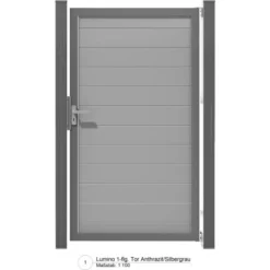 GroJa Lumino Tor Universal DIN Silbergrau Mit Anthrazitrahmen 100 Cm X 180 Cm