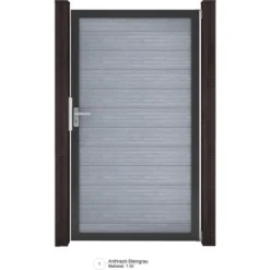 GroJa Solid Steckzaun Tor Universal-DIN Steingrau Sondermaß Bis Max. 150x180cm