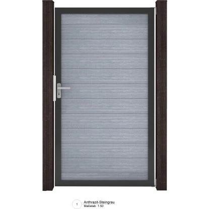 GroJa Solid Steckzaun Tor Universal-DIN Steingrau Sondermaß Bis Max. 150x180cm 3 GroJa Solid Steckzaun Tor Universal-DIN Steingrau Sondermaß Bis Max. 150x180cm