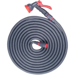 Flexibler Gartenschlauch 16,5m Grau/Rot Inkl. Brause Und Anschluss Stück