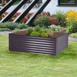 Floraworld Pflanzkasten Welle Anthrazit 150 Cm X 60 Cm X 60 Cm