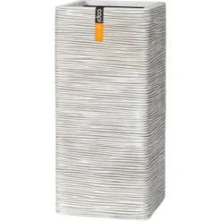 Capi Pflanzsäule Nature Outdoor Rechteckig Riffel I 26 Cm X 26 Cm X 58 Cm Elfenb