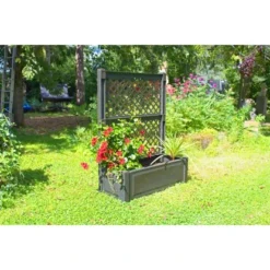 KHW Pflanzkasten Groß Mit Spalier 2-tlg. Anthrazit 140 Cm X 100 Cm X 43 Cm -Günstiges Heissner Geschäft 836756 4264 3