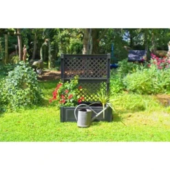 KHW Pflanzkasten Groß Mit Spalier 2-tlg. Anthrazit 140 Cm X 100 Cm X 43 Cm -Günstiges Heissner Geschäft 836756 4264 5