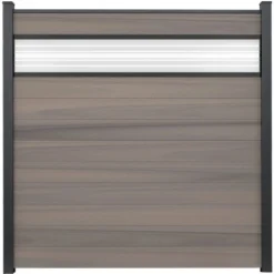 GroJa Solid Steckzaun Mit 15 Cm Glaseinsatz 180 X 180 Cm Bi-Color Braun