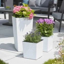Siena Garden Pflanzgefäß Modern Nizza Weiß 30x30x57,0 Cm -Günstiges Heissner Geschäft 8630683 1346 6