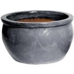 M Collections Pflanztopf Glazed Bavaria 47 Cm X 47 Cm Anthrazit Grau