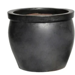 M Collections Pflanztopf Delta Rim Glazed 38 Cm X 38 Cm Schwarz Matt