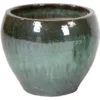 M Collections Pflanztopf Belly Falling Glazed 28 Cm X 28 Cm Moss Grün -Günstiges Heissner Geschäft 8714075338136 4635 S 01