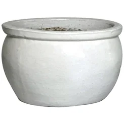 M Collections Pflanztopf Glazed Bavaria 36 Cm X 36 Cm Weiß