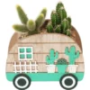 Kaktus-Arrangement Im Holz-Campingwagen Topf-Ø Ca. 15 Cm -Günstiges Heissner Geschäft 8719194146419 4883