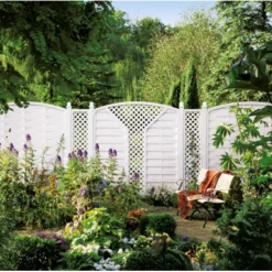 Sichtschutzzaun Element Longlife Romo V-Gitter Weiß 180 Cm X 180/196 Cm -Günstiges Heissner Geschäft 911099 picture 3