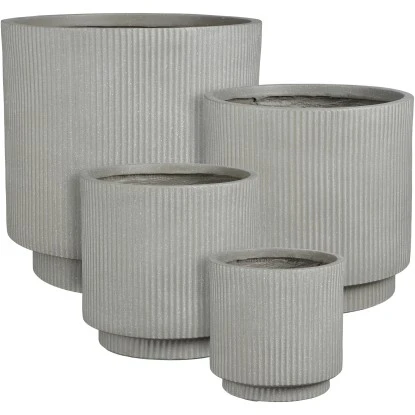 Mica Decorations Übertopf Quito Rund Grau H 24 Cm X Ø 24 Cm 4 Mica Decorations Übertopf Quito Rund Grau H 24 Cm X Ø 24 Cm – Bild 2